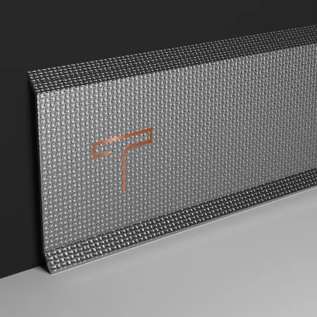 skirting profile with straight line design in silver finish for a seamless wall-floor transition.