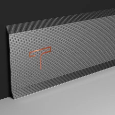 Stylish satin-finish stainless steel skirting profile for walls and floors