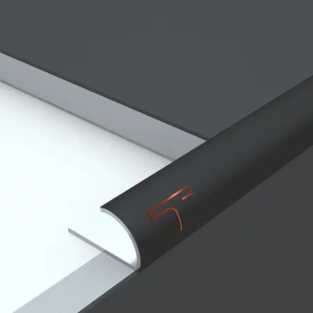 Minimalist tile edge trim in brushed steel