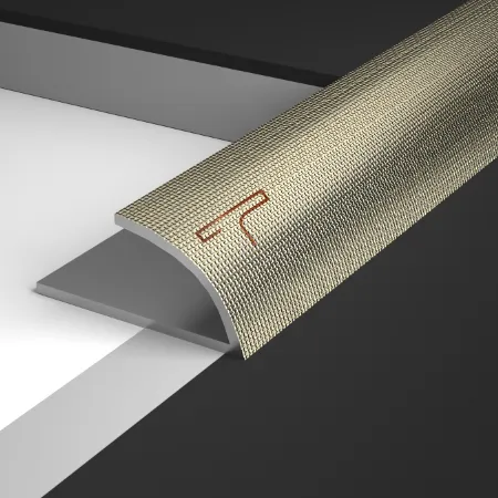 Tile edge finishing with brushed metal trim